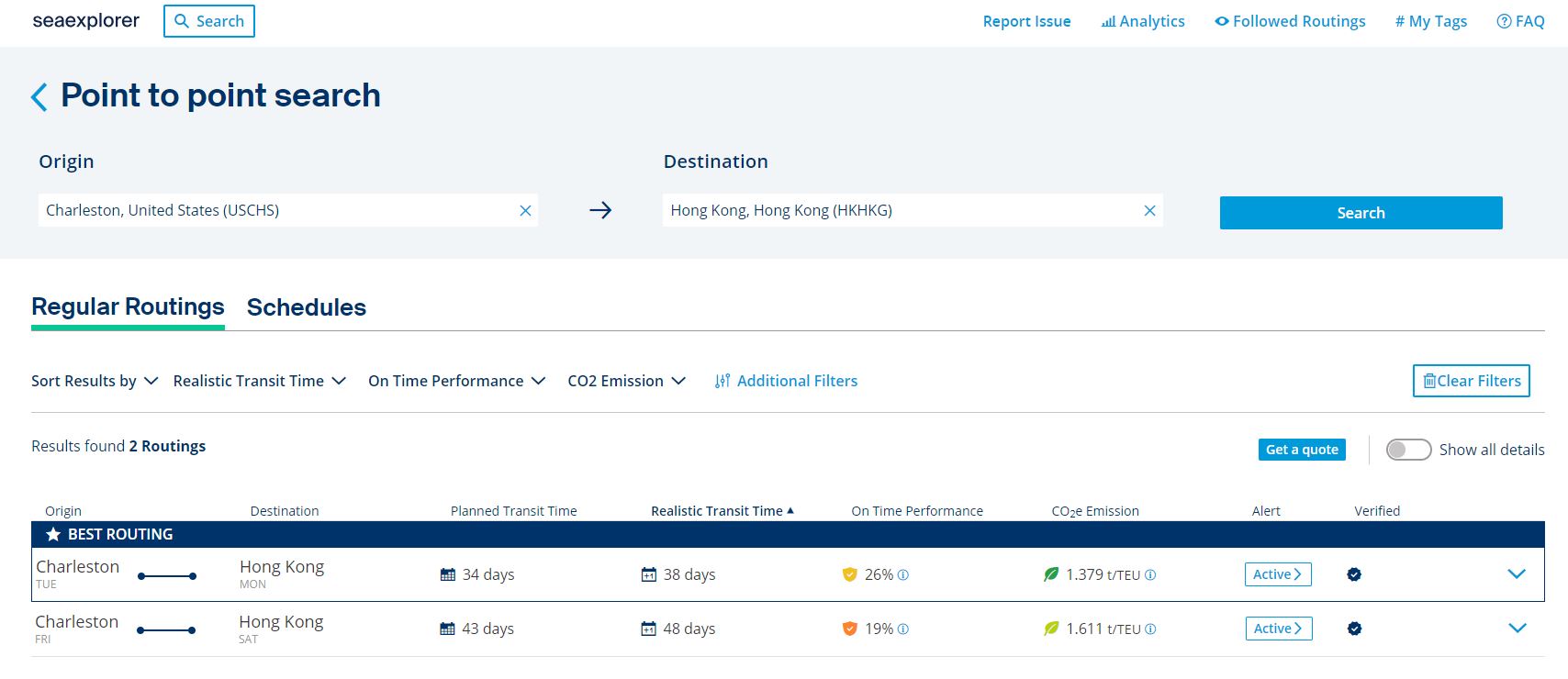 Get the transparency you need to choose the most suitable routing options for your shipments via seaexplorer